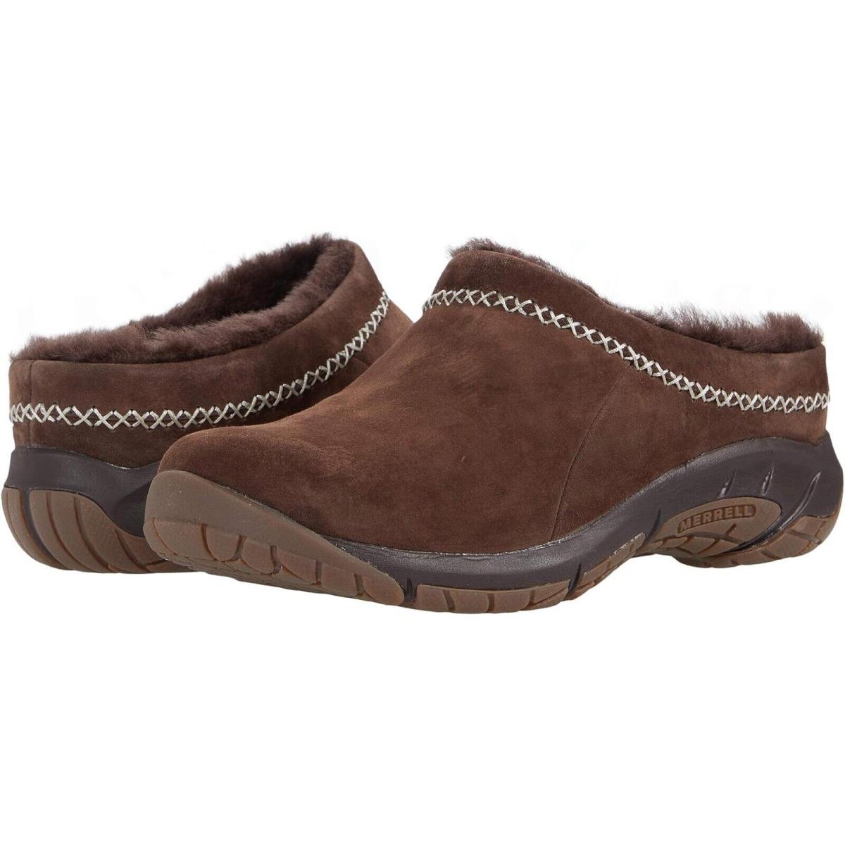 Merrell Women`s Encore Ice 4 Shoes Fur Lined Slip on Clogs Espresso