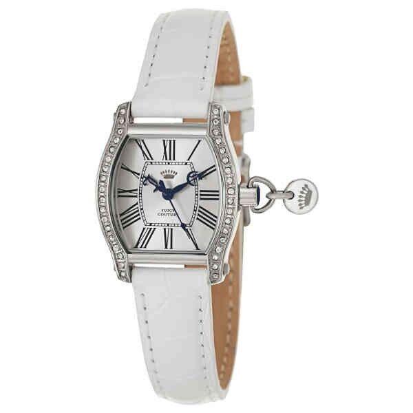 Juicy Couture 1901091 Silver Dial White Leather Strap Ladies 25MM Watch