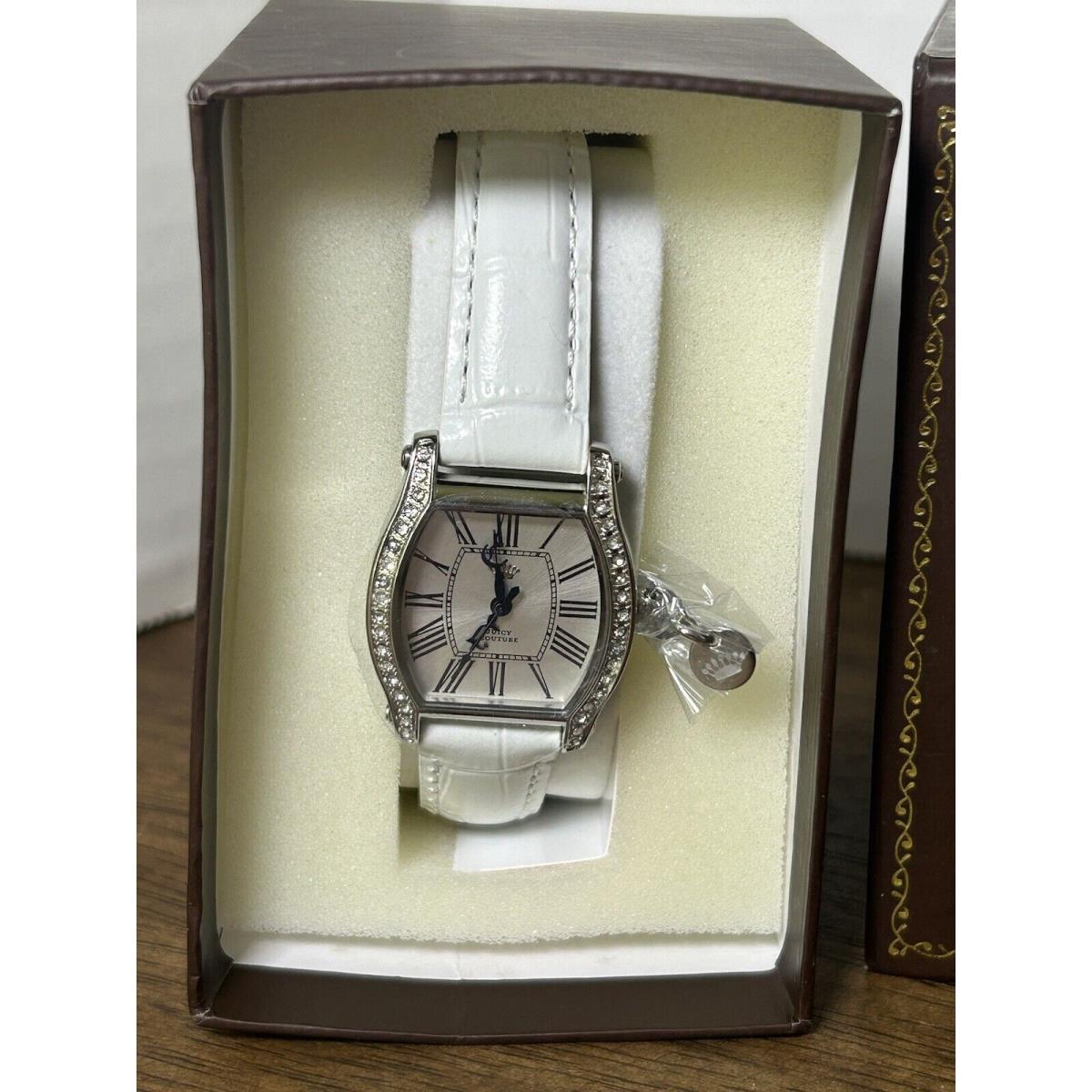 Juicy Couture 1901091 Silver Dial White Leather Strap Ladies 25MM Watch