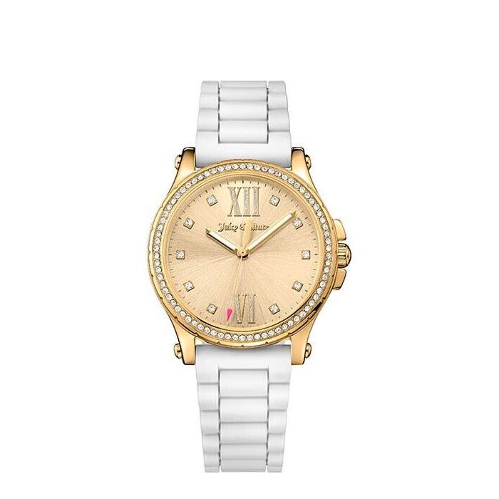 Juicy Couture 1901616 Gold Dial White Silicone Strap Ladies 39MM Watch