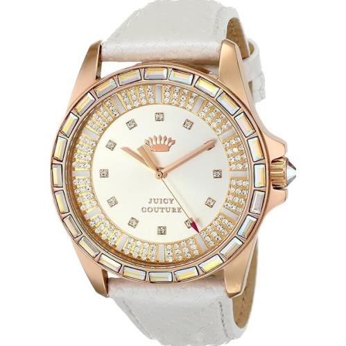 Juicy Couture 1901125 Silver Dial White Leather Strap Ladies 40MM Watch