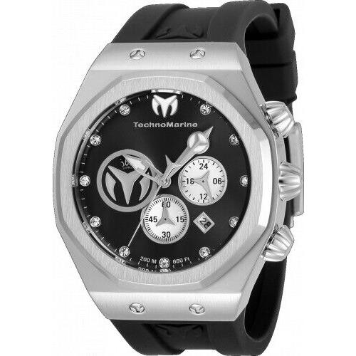 Technomarine TM-520000 Cruise Sun Reef Steel/black Dial Watch w Dial Markers 45M - Dial: , Band: Black