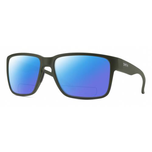 Smith Optic Emerge Unisex Square Polarized Bifocal Sunglasses in Moss Green 60mm Blue Mirror