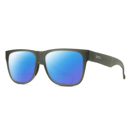 Smith Optic Lowdown 2 Unisex Polarized Bifocal Sunglasses in Crystal Green 55 mm Blue Mirror