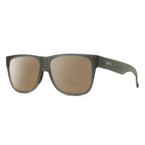 Smith Optic Lowdown 2 Unisex Polarized Bifocal Sunglasses in Crystal Green 55 mm Brown