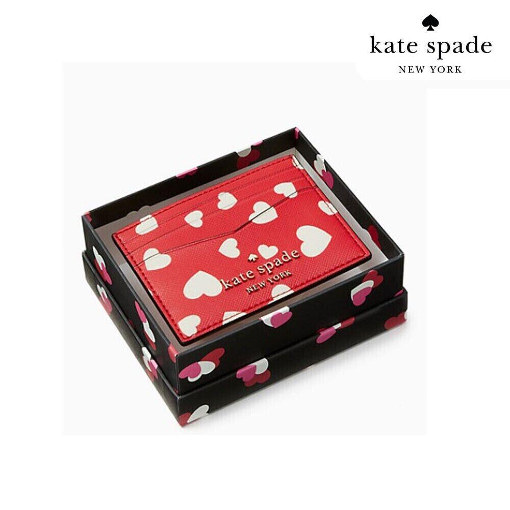 Kate Spade Boxed Stacy Heart Pop Printed Small Card Holder - Red/Multi