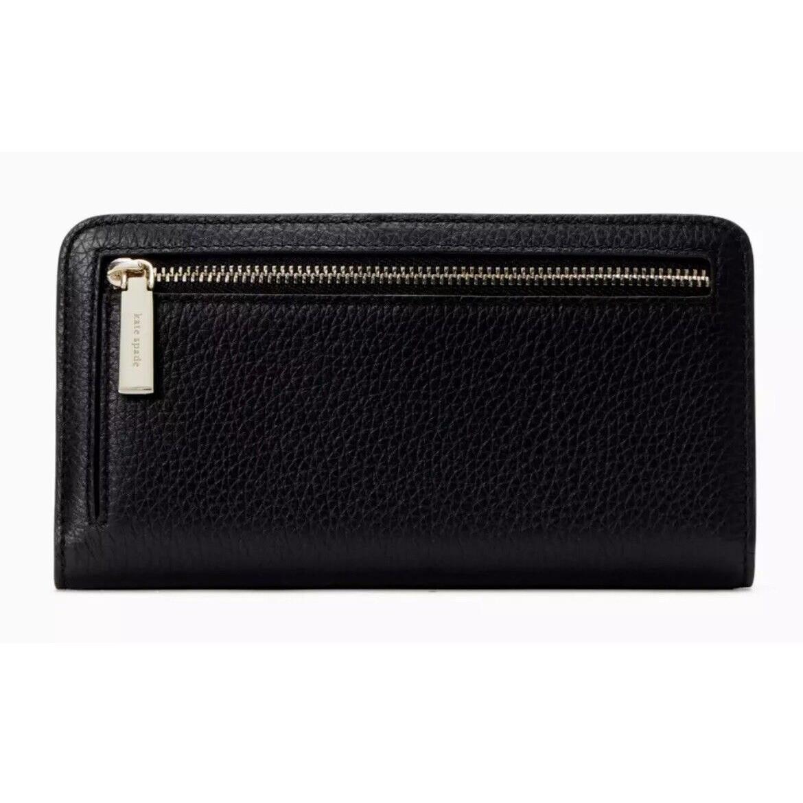 Kate Spade Dumpling Large Slim Bifold Wallet Black Leather KA575 Retail