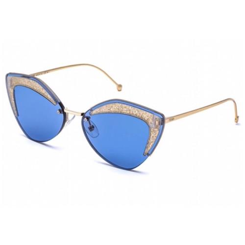 Fendi FF0355/S ZI9 66 Geometric Blue Lens Women Sunglasses