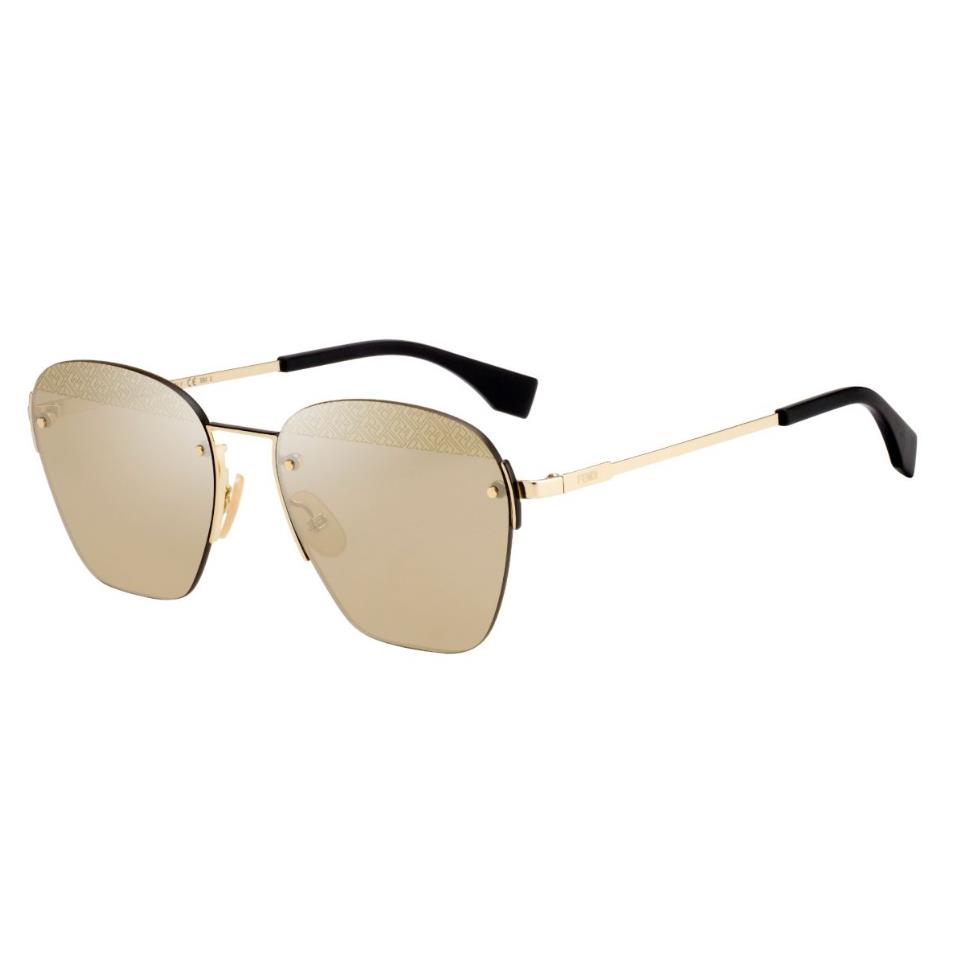Fendi Fdm FFM0057/S J5G Sunglasses 0010 Palladium Gold Mirror Lens 55-17-145 - Frame: Gold, Lens: Grey