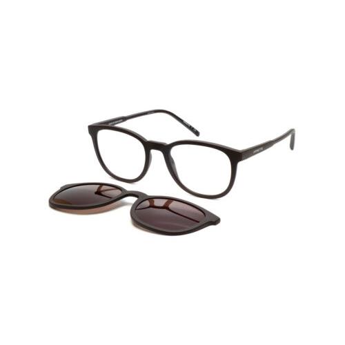Arnette AN4289 Unisex Reading Glasses in Brown W/magnetic Clip-on Sunglass 53 mm