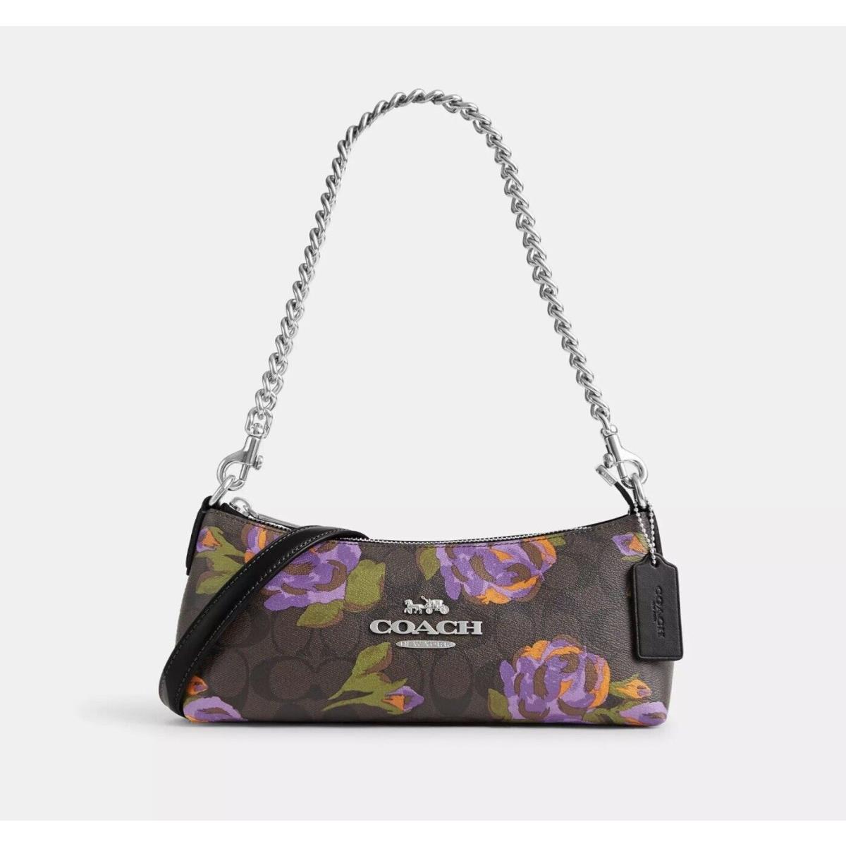 Coach Charlotte Shoulder Bag In Signaturecanvas with Rose Print CL406