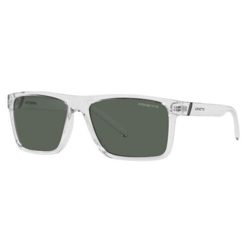 Arnette AN4267 Unisex Rectangle Designer Sunglasses Clear Cystal/dark Green 60mm