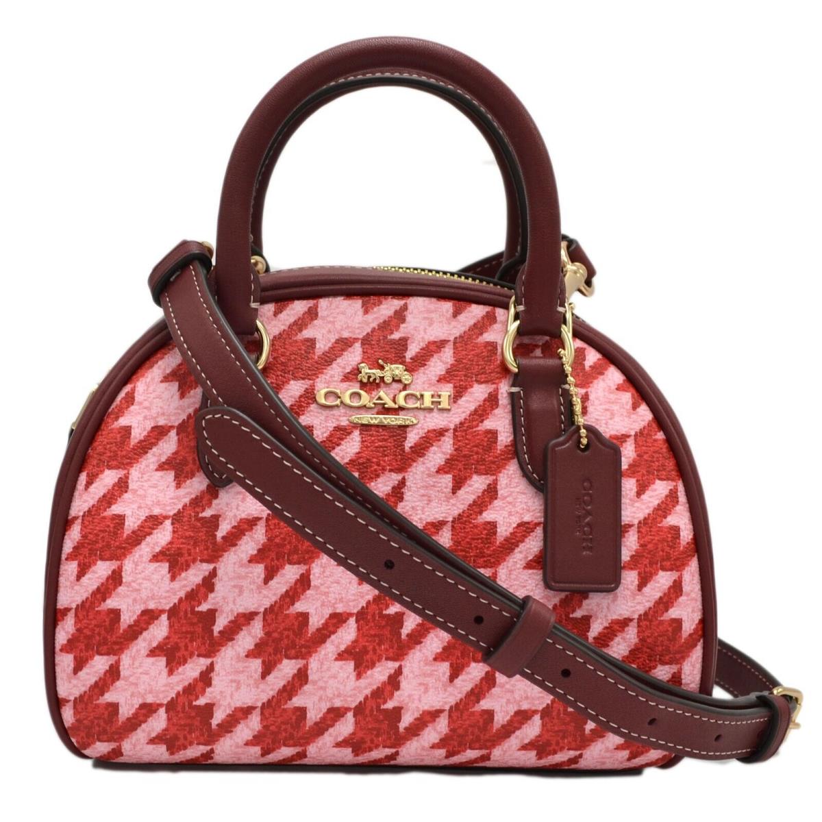 Coach Women`s Sydney Satchel Crossbody Purse Leather Handbag Horse-and-cart - Gold Hardware, Red Lining, Pink Multi Exterior