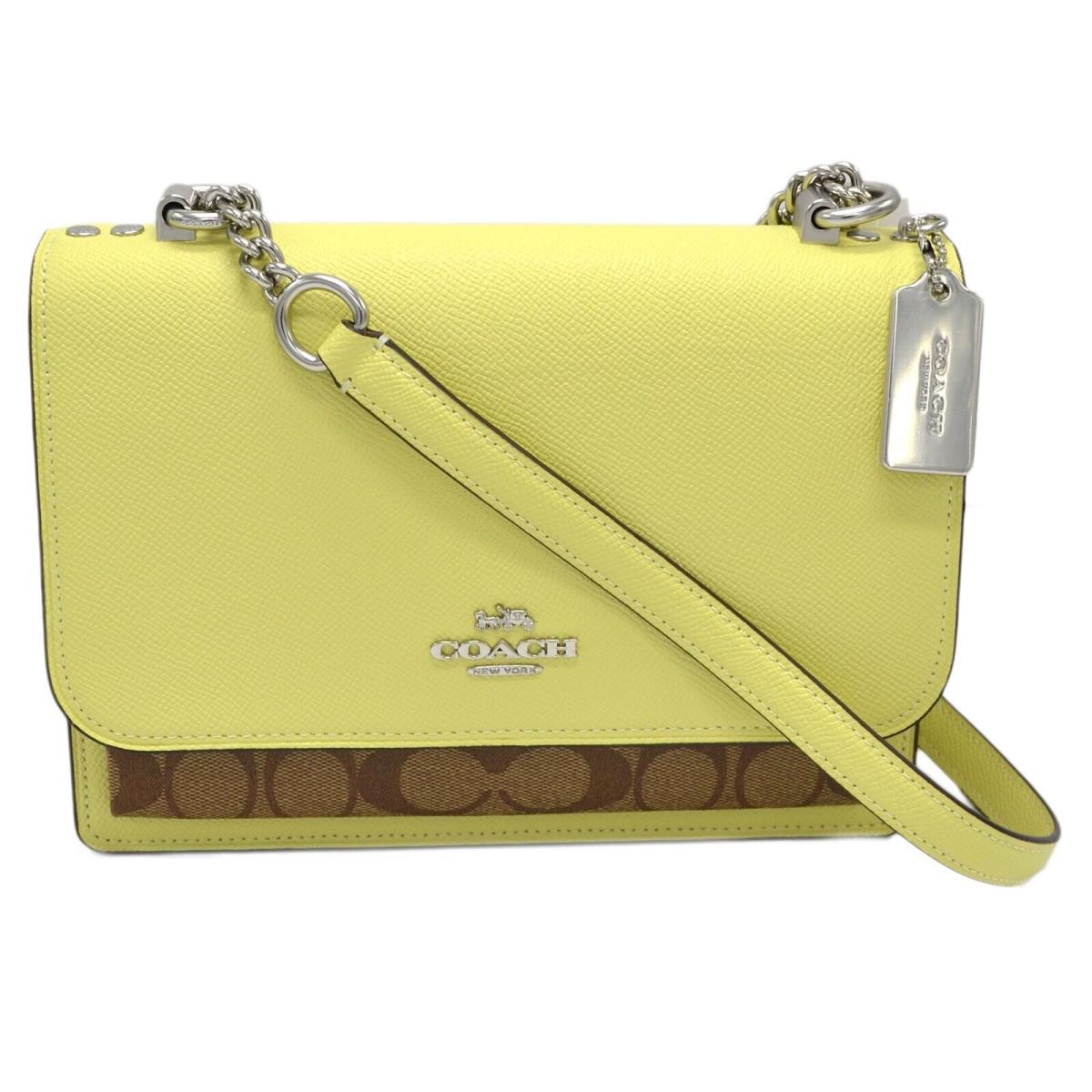 Coach Women`s Klare Crossbody Purse Chain Strap Handbag Signature Logo Lime - Silver Hardware, Brown Lining, Lime Exterior