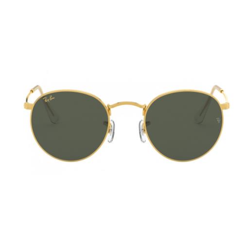 Ray Ban Round Metal Gold Frame Green Lenses Unisex Sunglasses RB3447-919631-53 - Frame: Gold, Lens: Green