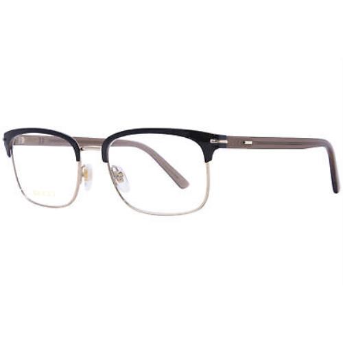 Gucci GG1448O 002 Eyeglasses Men`s Gold Brown Full Rim Rectangle Shape ...