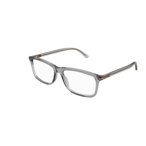 Gucci GG14470 004 Grey Clear Rectangular Men`s Eyeglasses