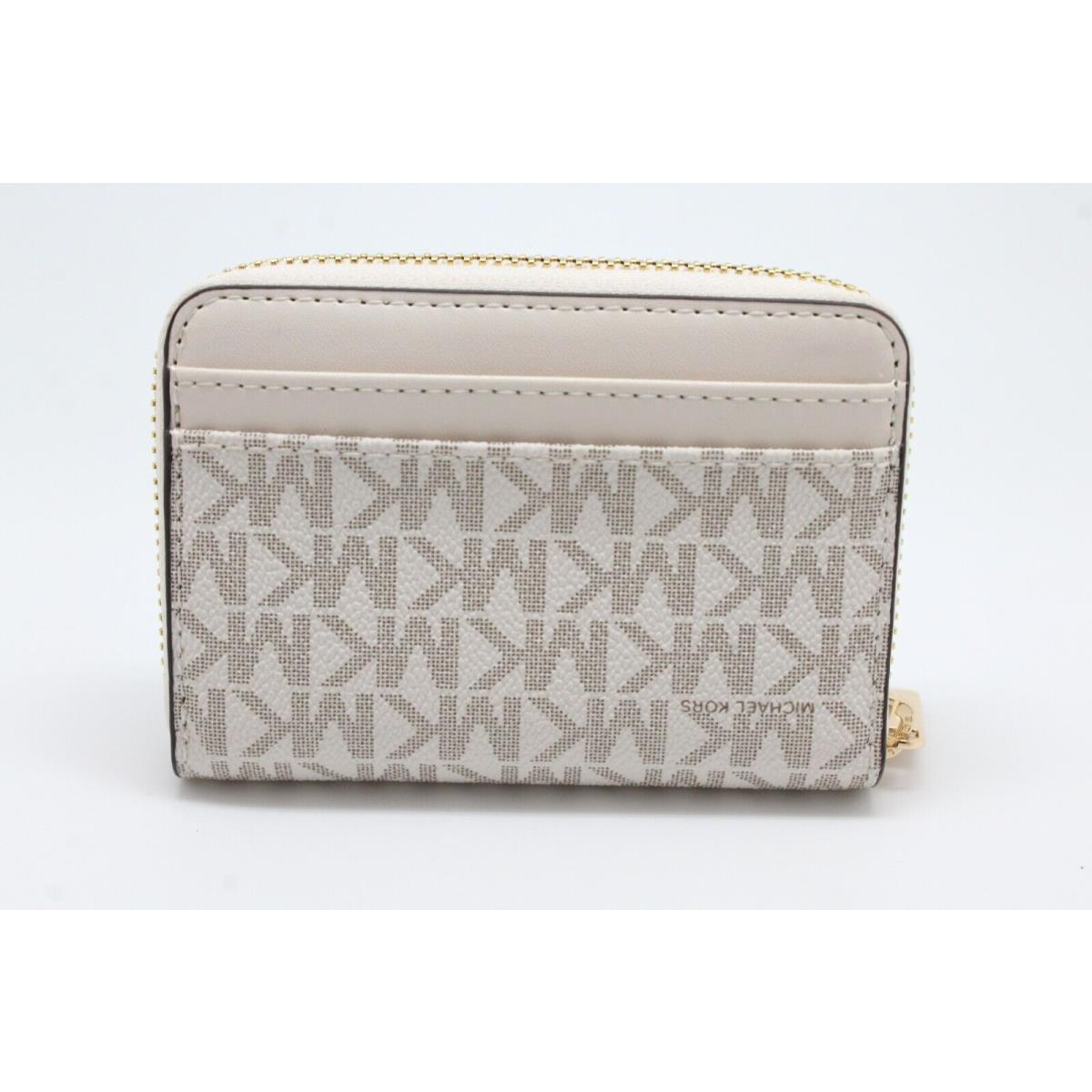 Michael Kors Jet Set Travel Medium Zip Around Leather Card Case Light Cream Mult