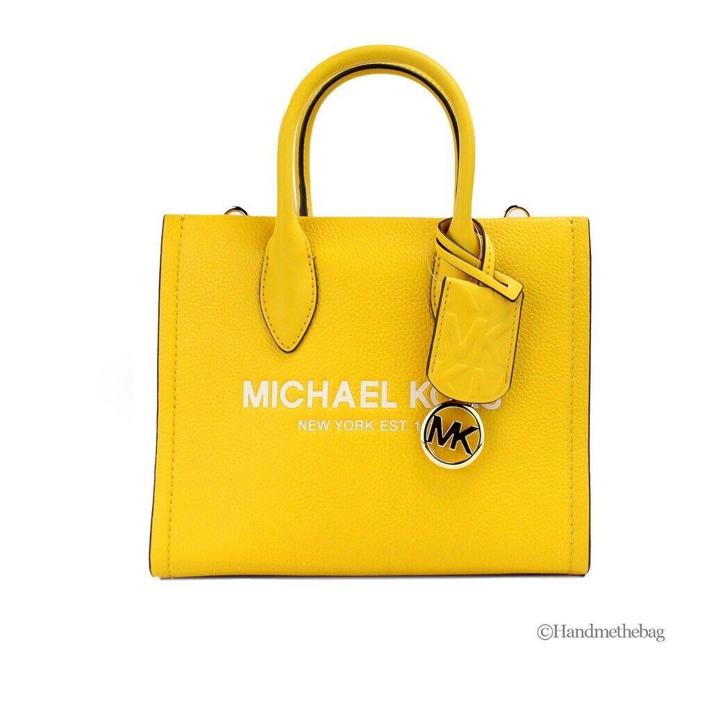 Michael Kors Mirella Small Jasmine Yellow Leather Top Zip Shopper Tote Bag
