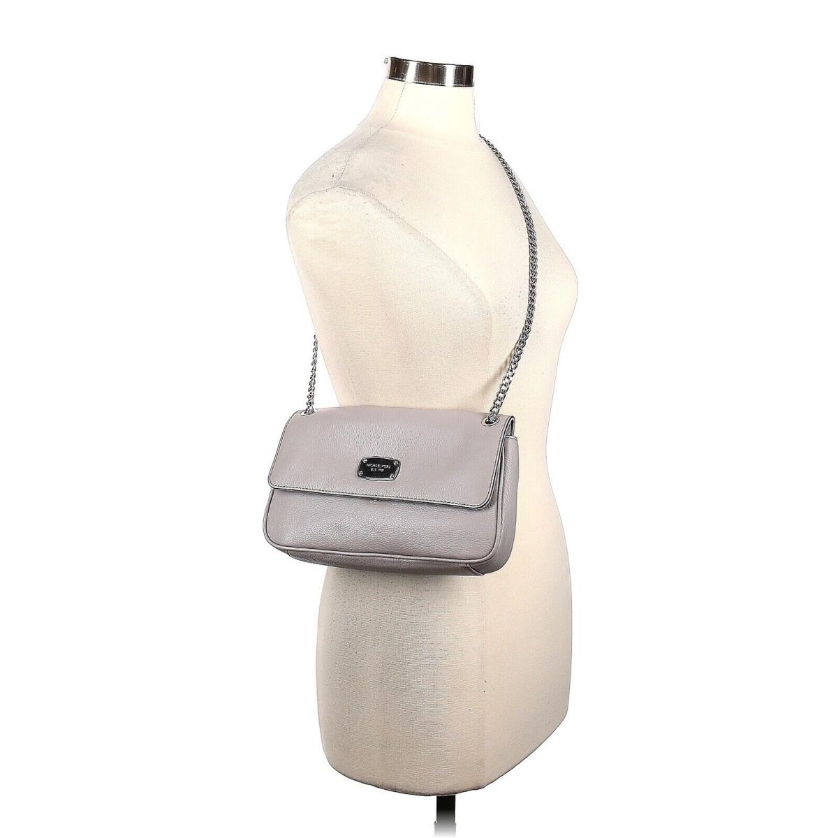 Michael Kors Jet Set Chain Pearl Grey Leather Small Shoulder Flap Shoulder Bag