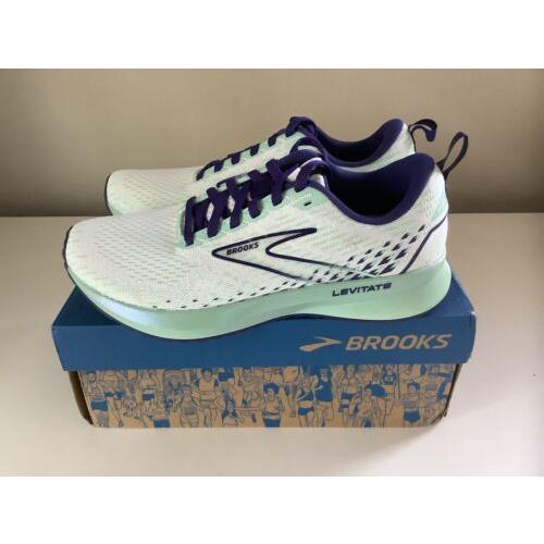 Brooks Levitate 5 Women s Running Shoes - White/blue/green - Sz 7