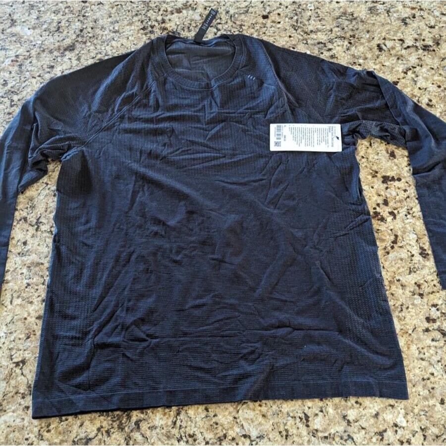 Lululemon Men`s Metal Vent Tech Long-sleeve Shirt Graphite Grey Black Size XL