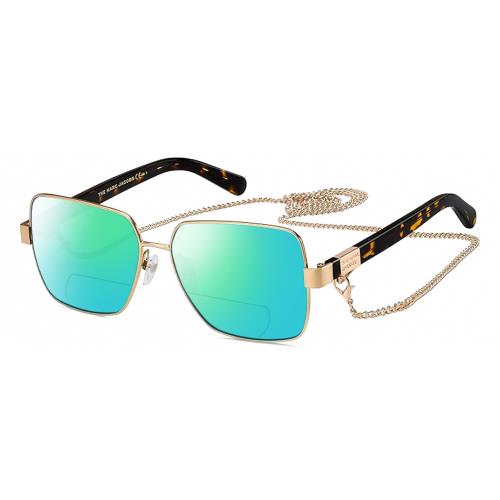 Marc Jacobs MARC495S Women Polarize Bifocal Sunglasses Gold Tortoise 58mm 41 Opt Green Mirror