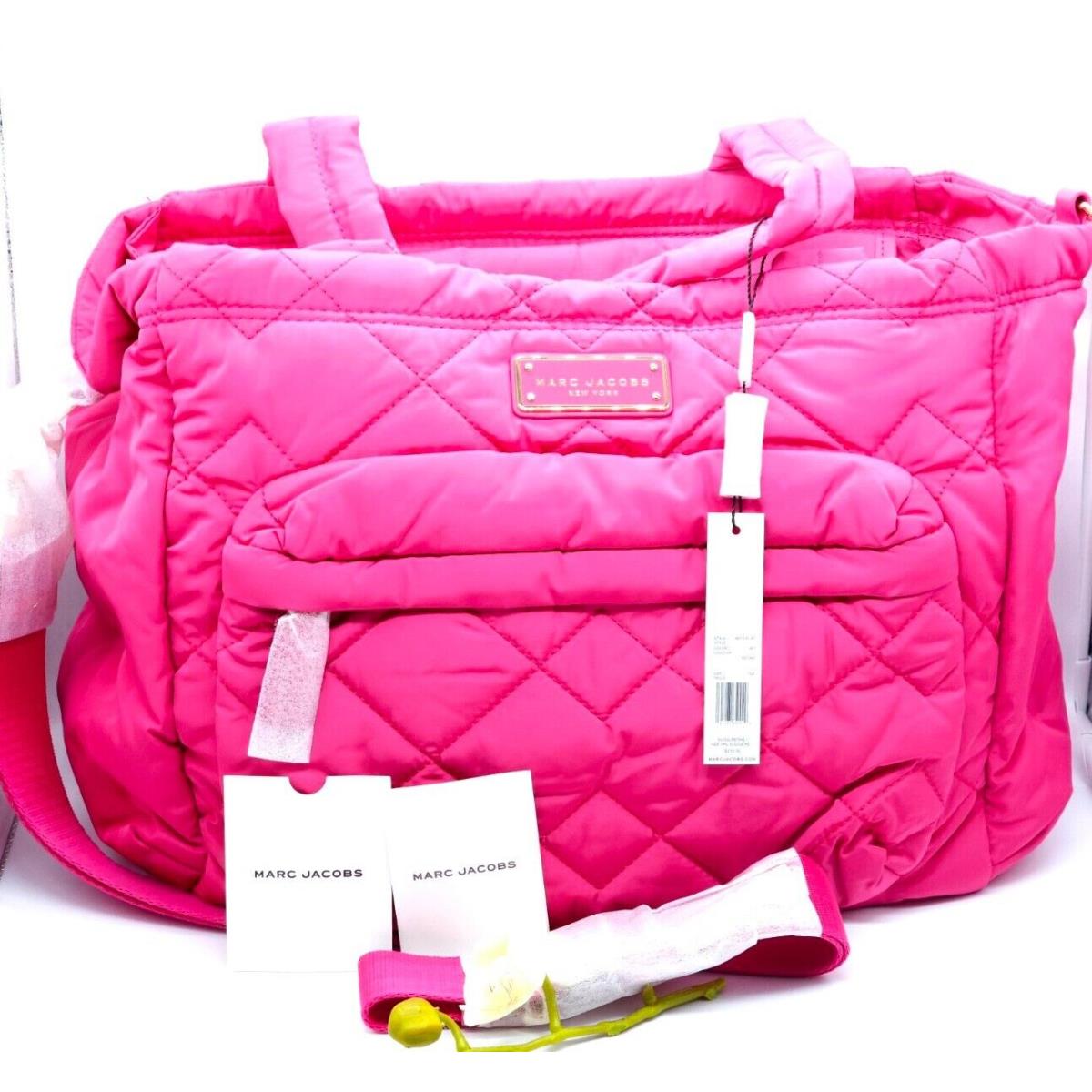 Marc Jacobs Quilted Nylon Diaper Bag Peony Pink Crossbody GL02307350