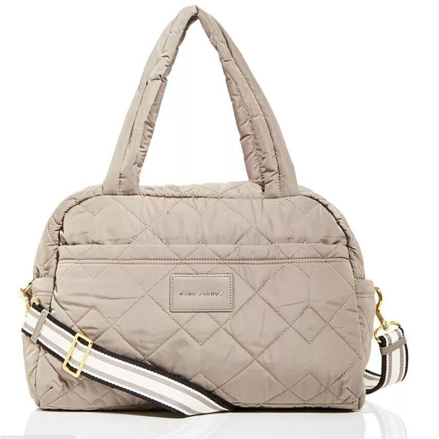 Marc Jacobs Diamond-quilted Medium Weekender Duffle Bag Crossbody Cement/gold