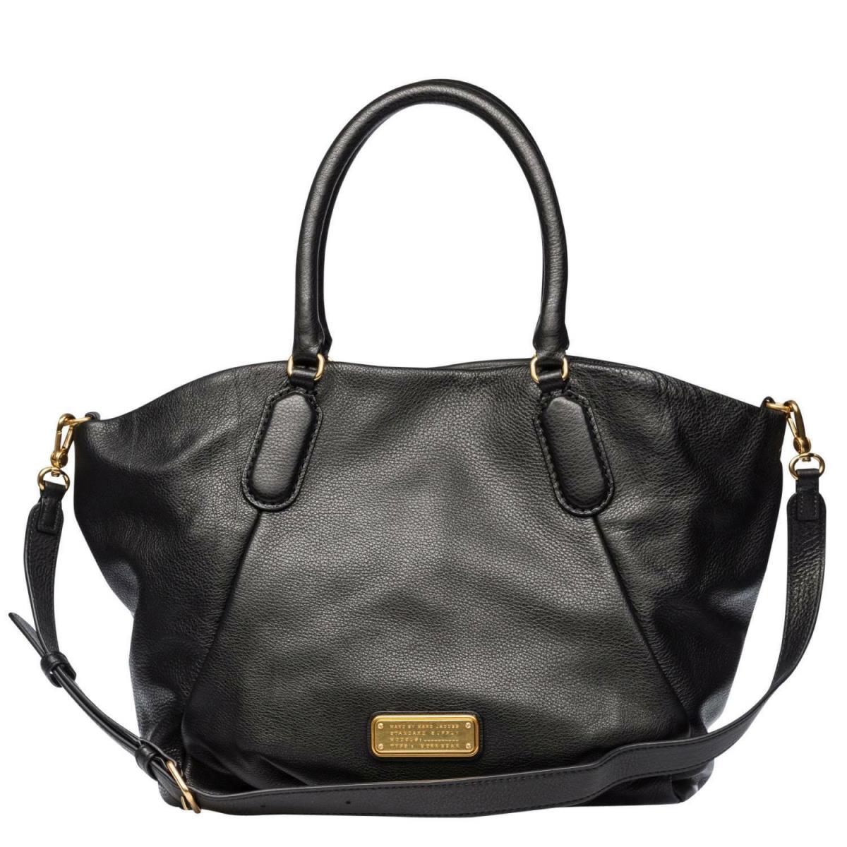 Marc Jacobs Q Fran Black Italian Leather Shoulder Tote Bag Purse