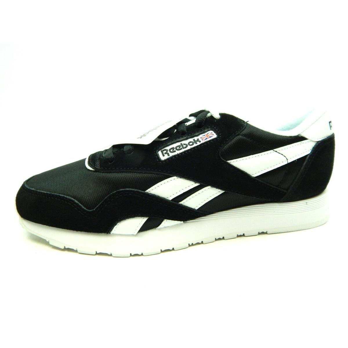 Reebok Men`s CL Nylon Hommes Classic 6604 Black White Shoes Size 8