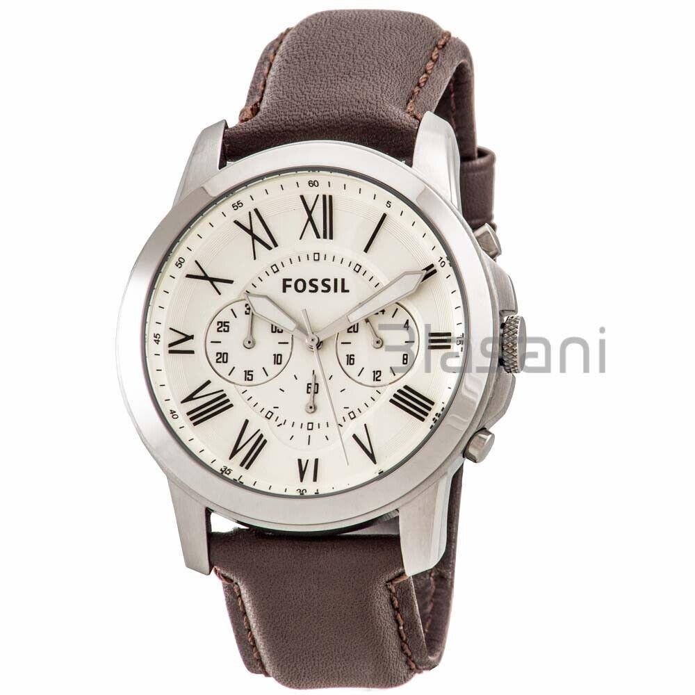 Fossil FS4735 Men`s Grant Chronograph Brown Leather Watch 44mm