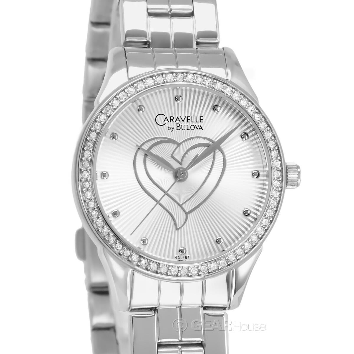 Caravelle by Bulova Womens Crystals Watch Silver Heart Dial Mothers Day