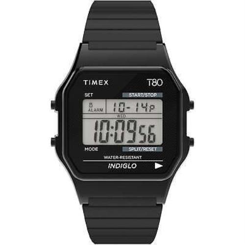 Timex T80 Digital Black SS Expansion Band Watch