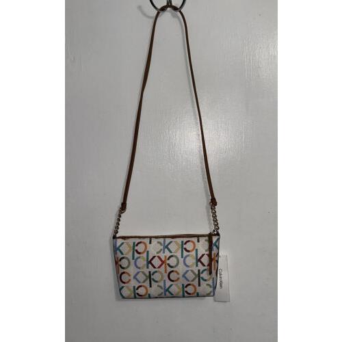 Calvin Klein Women`s CK Logo Print Crossbody Bag White Multi