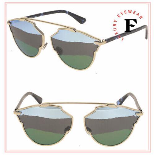 Christian Dior SO Real Cruise Gold Blue Green Mirrored Sunglasses Diorsoreala