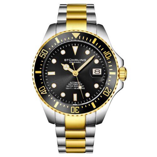 Stuhrling 4048 4 Automatic Depthmaster Diver Date Two Tone Mens Watch