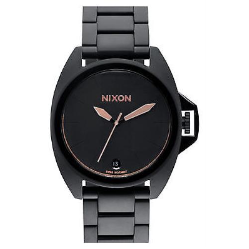 Nixon Anthem Matte Black Stainless Steel Men`s Swiss Quartz Watch A396957