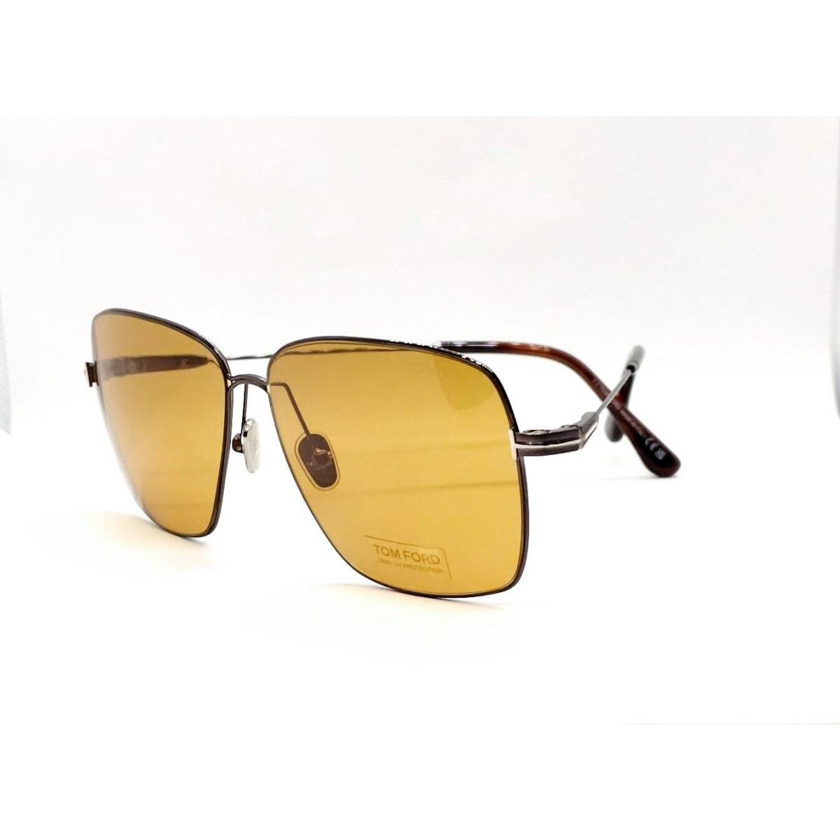 Tom Ford TF 0994 Pierre-02 Sunglasses 08E Dark Ruthenium/amber Lenses