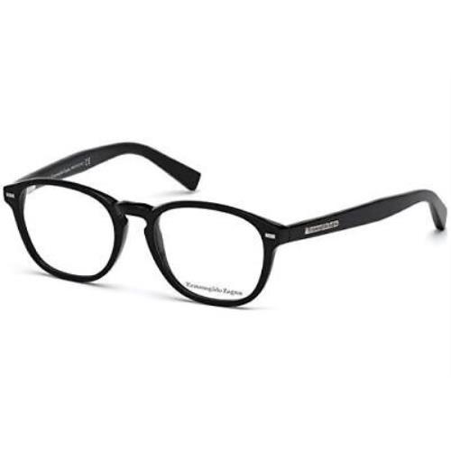 Ermenegildo Zegna EZ5057 - 001 Eyeglass Frame Shiny Black Frame w/ Clear Demo Le