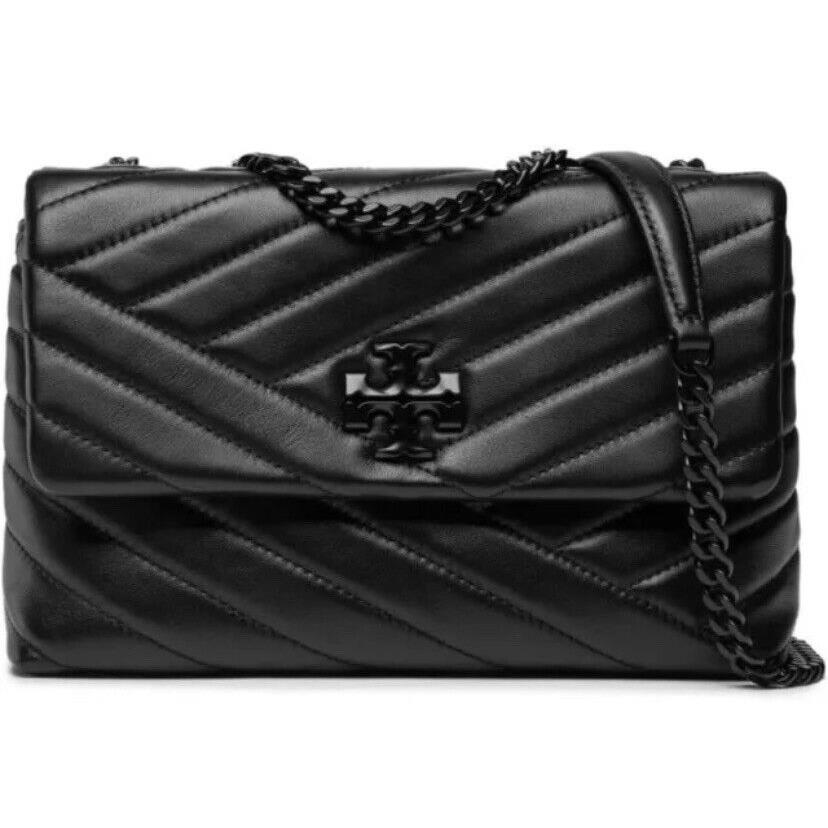 Tory Burch Hb Kira Chevron Powder Coated Convertible Shoulder Bag Black