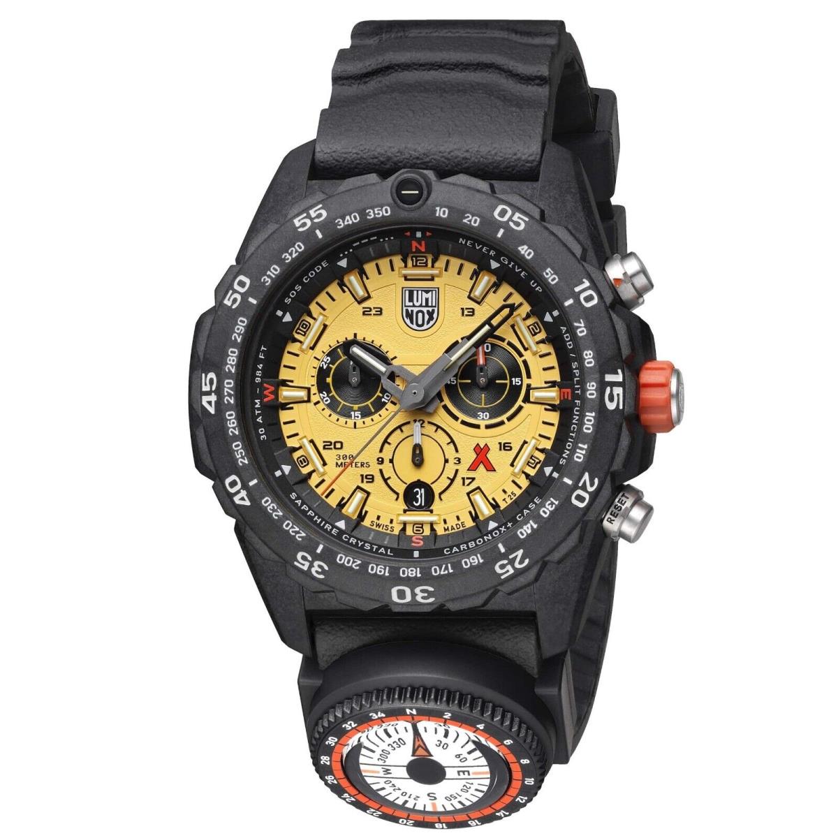 Luminox Mens 45mm Bear Grylls Survival Master Chrono Yellow Dial Compass Watch