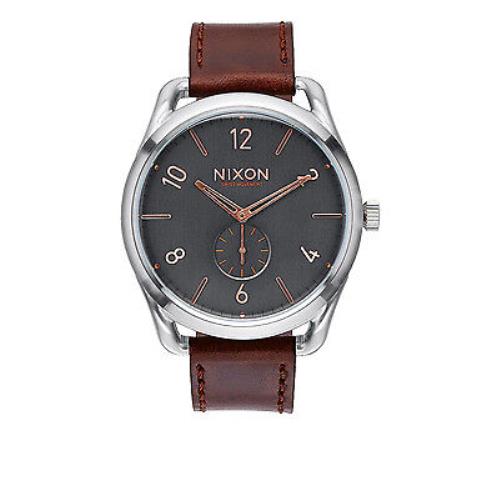 Nixon C45 Gray Dial Leather Strap Men`s Swiss Quartz Watch A4652064