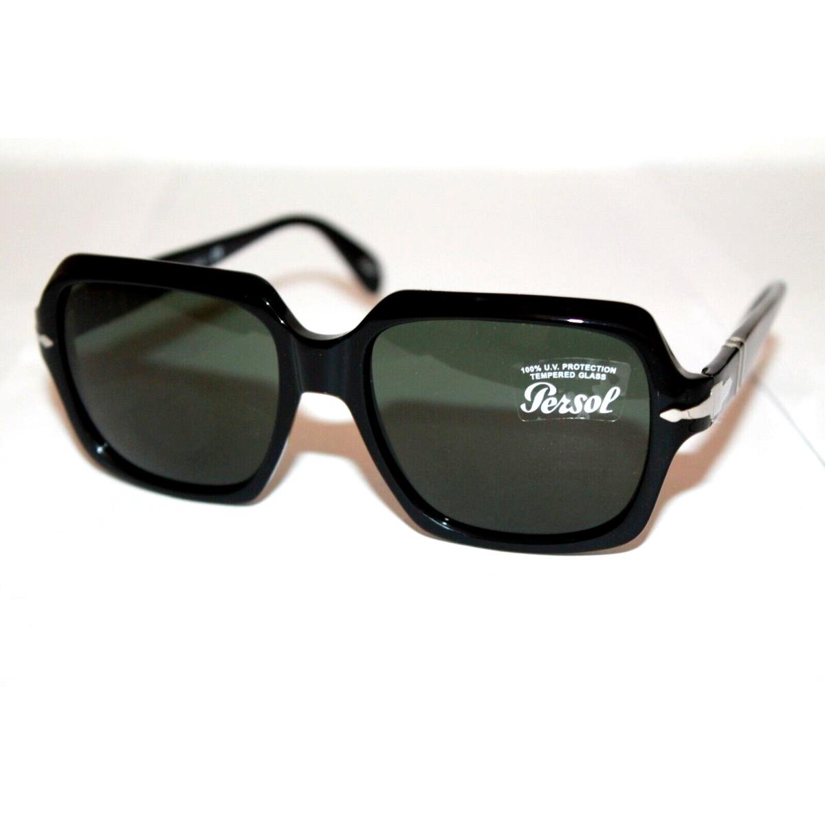 Persol PO0581S 95/31 Sunglasses Black Frame Green 54mm Lens