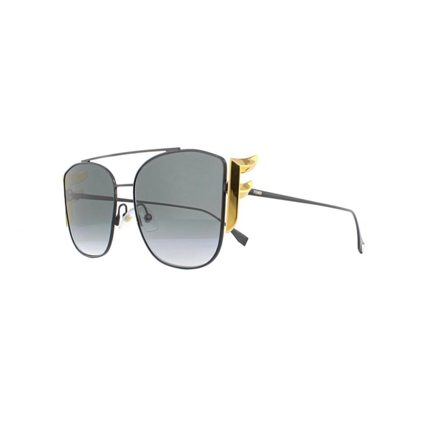 Fendi Sunglasses FF 0380/G/S 807 9O Black Gold Dark Gray - Black, Frame: Black, Lens: Gray