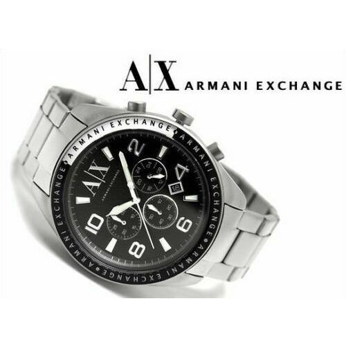 + Box Men`s Armani Exchange AX1254 Zacharo Black Logo Face A/x Watch Chrono