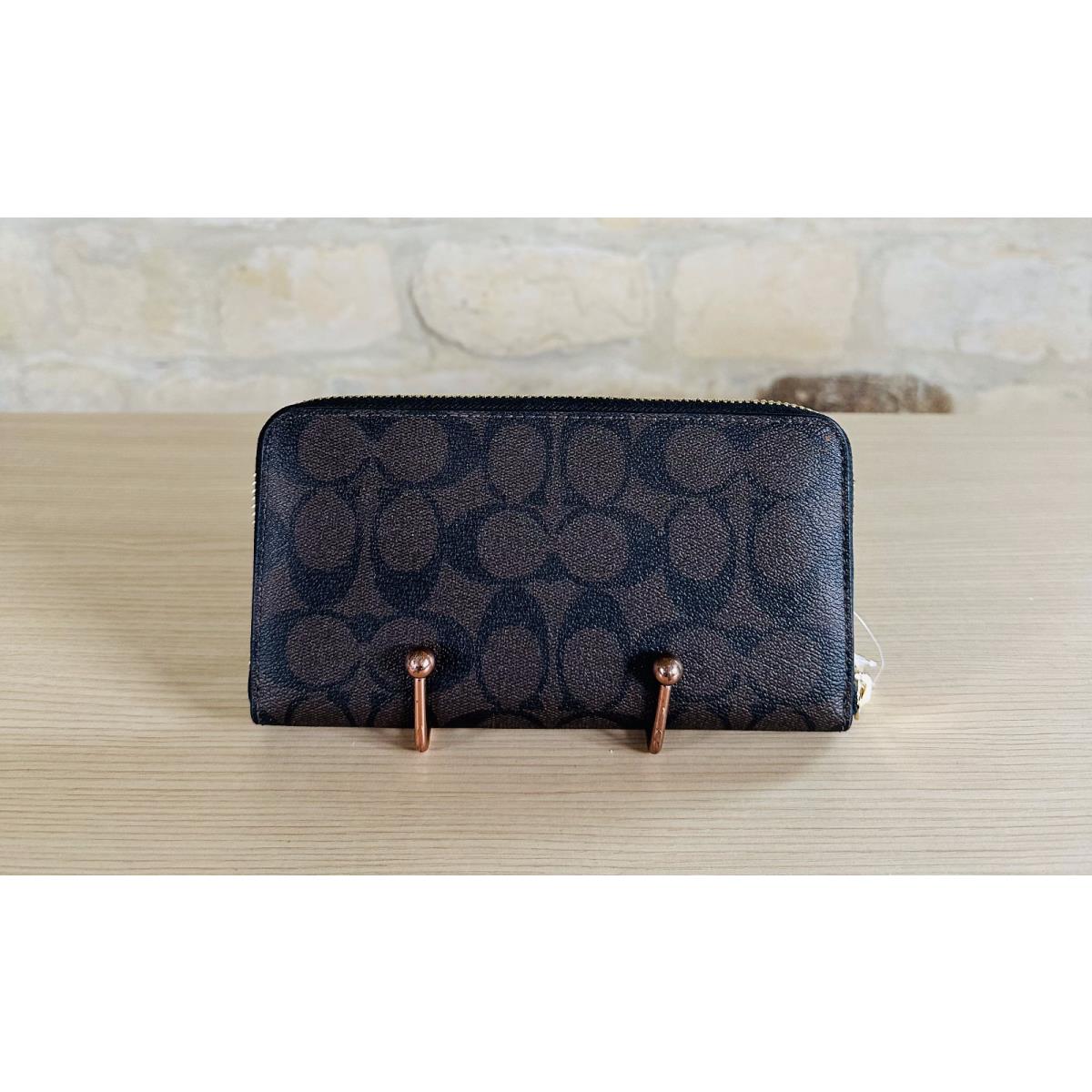 Coach Hallie In Signature Canvas Shoulder Bag wallet Option Brown True Red Fash Brands