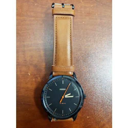 Fossil Minimalist Black Dial Brown Leather Quartz Mens Watch FS5305-Store Disp