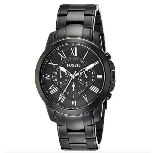 Fossil Grant Chronograph Black IP Stainless Steel Mens Watch FS4832