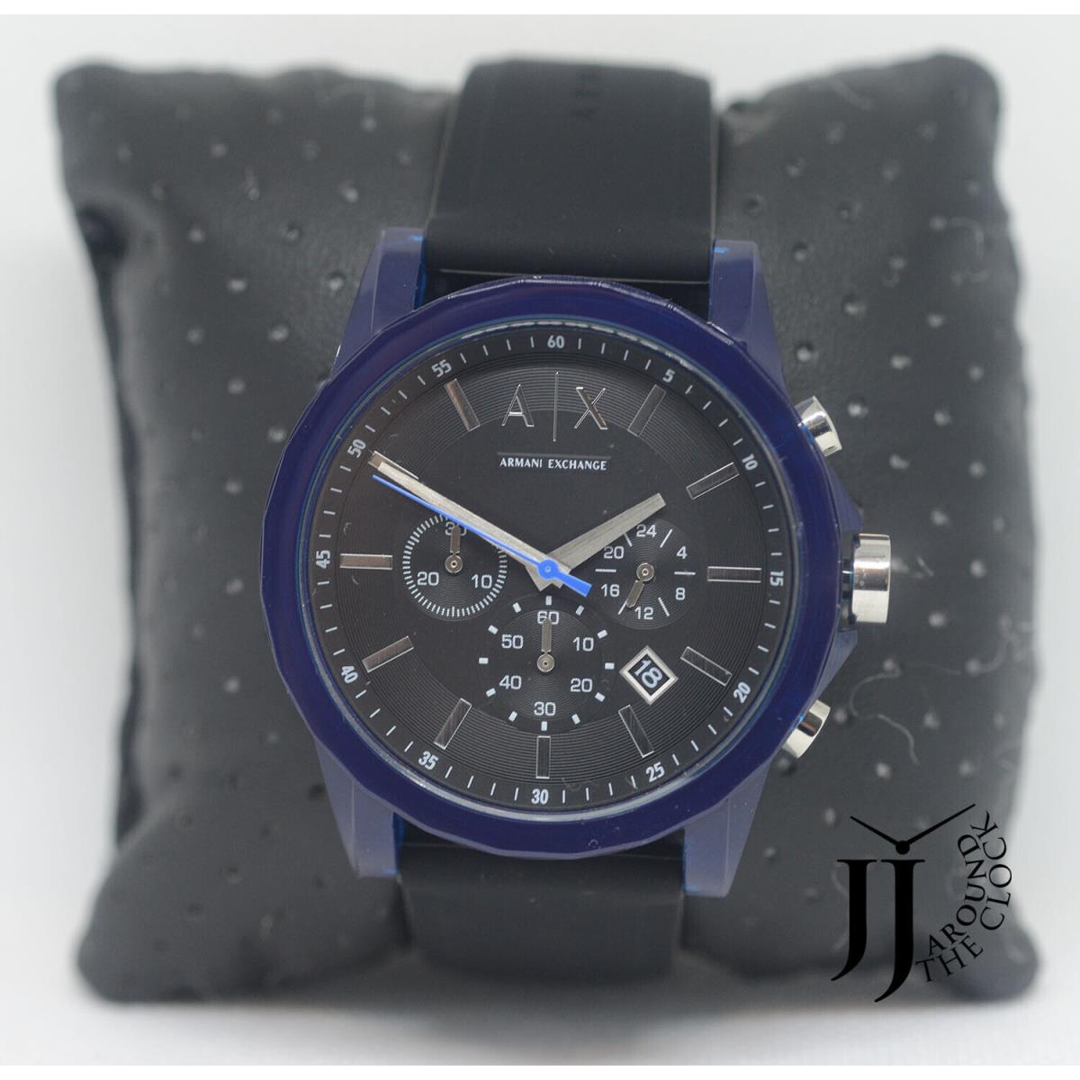 Armani Exchange AX Men`s Blue Black Silicone Quartz Sport Watch AX1339